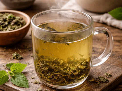 soothing nettle tea in mug