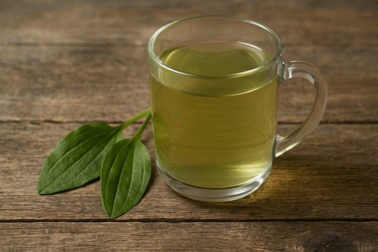 cup of plantain leaf tea