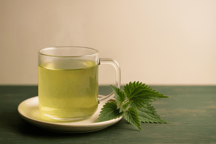soothing nettle tea in mug