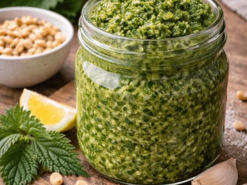 Nettle pesto with spaghetti