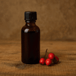 bottle of hawthorn tincture with berries