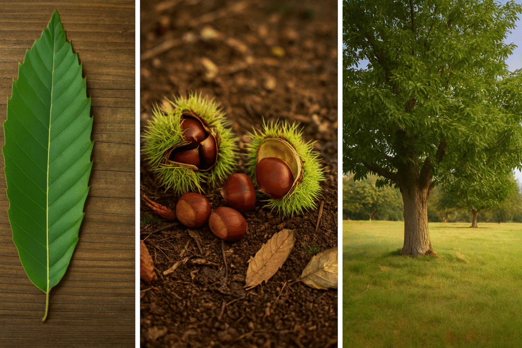 chestnut, chestnut leave and chestnut tree