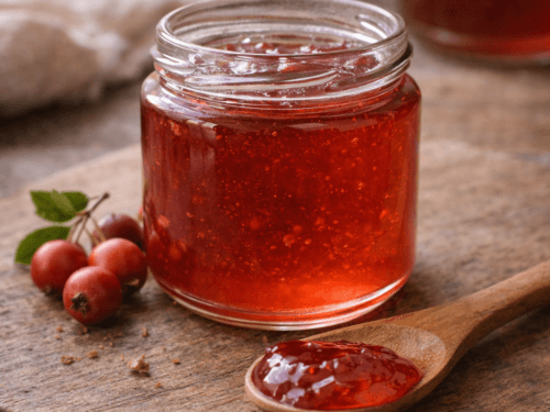 jar of hawthorn berry jelly
