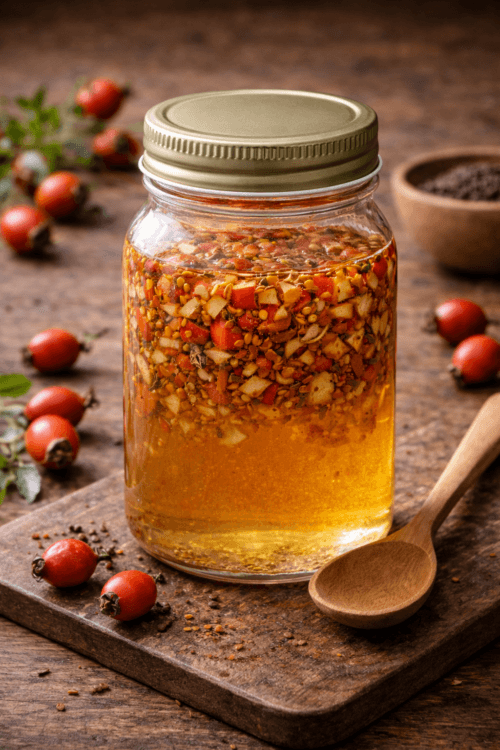 Rosehip infused vinegar